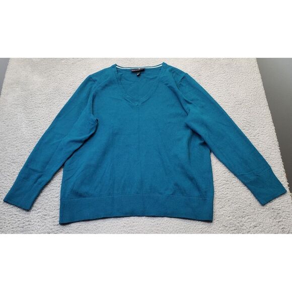 Lane Bryant Sweater Womens Sz 18/20 Blue Knit Cotton Long Sleeve V Neck Pullover - Picture 1 of 6